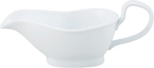 HIC Kitchen Gravy Boat, Fine Porcelain, Pedestal Stand Design, 8-Ounce Capacity For Gravy, Sauce, Au Jus, Dressing, Holiday Meals, And Entertaining
