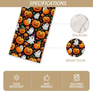 Rvsticty Halloween Table Runner,Ghost Pumpkin Decorations for Home Decor | Packing List:1 pc Table Runner Size:13×72 Inches; Material:100% Polyester; Perfect for Home Kitchen Dining Room Table Decor