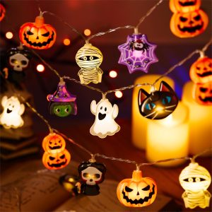 Halloween String Lights, 10FT 20 LED Halloween Fairy Lights Decor | Halloween Lights Decorations Battery Operated (Not Included) with Timer and 8 Flash Modes, 2026 Trick or Treat Decor for Home