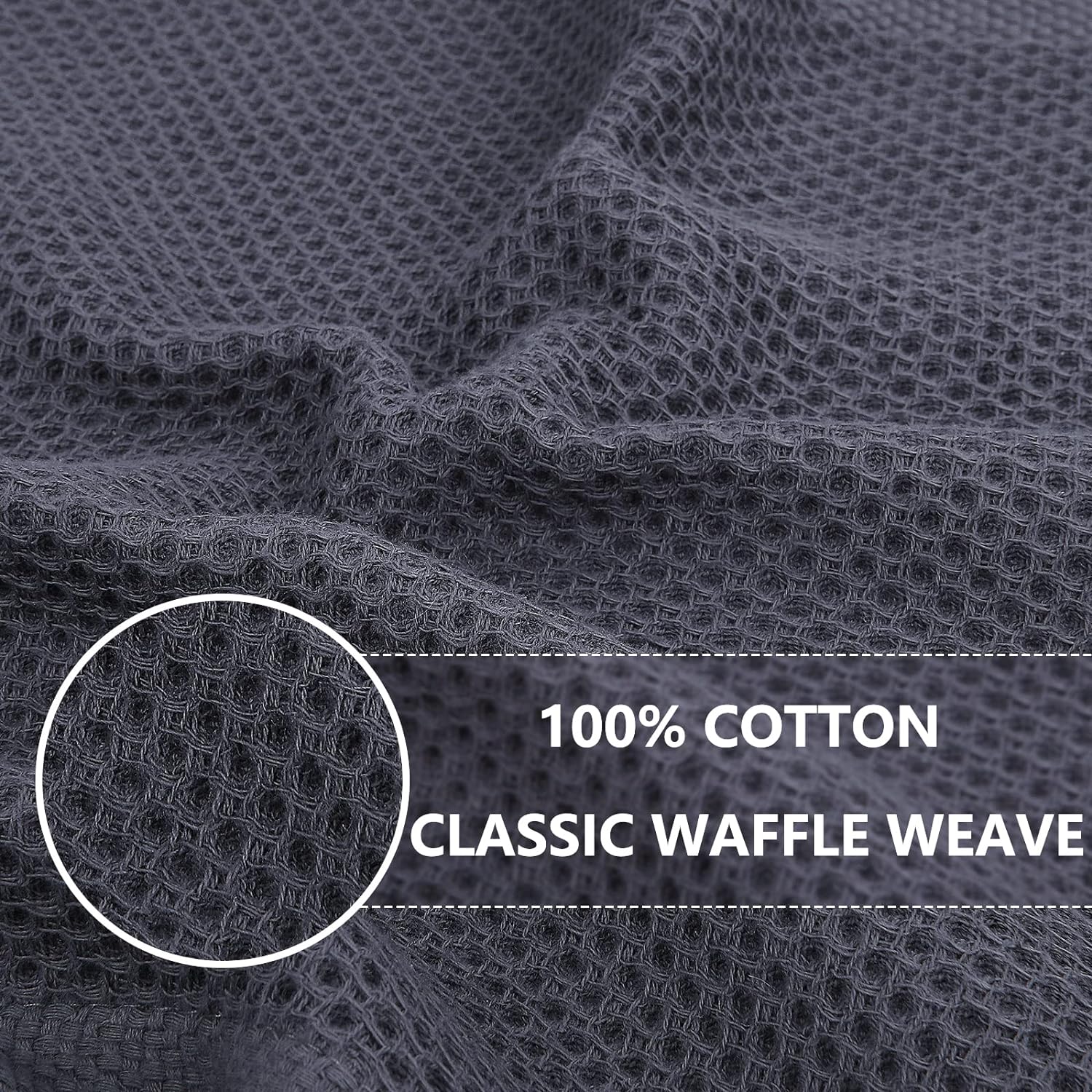 Homaxy 6-Pack Dark Grey Waffle Cotton Kitchen Towels: Soft, Absorbent, Quick Dry - Image 2