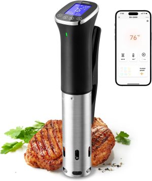 INKBIRD WiFi Immersion Circulator for Sous Vide, IPX7 Waterproof 1000W Sous Vide Cooker, Accurate Sous Vide Machine with Free App Recipes, Stainless Steel Immersion Cooker & Sous Vide Circulator