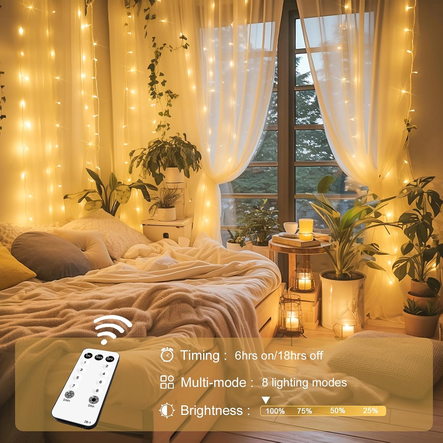 JMEXSUSS 300 LED Remote Warm White Curtain Lights: Versatile Indoor/Outdoor Review - Image 2