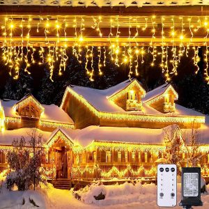 JMEXSUSS Christmas Icicle Lights for Outside,800 LED Warm White