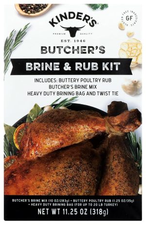 Kinder's Butcher's Brine Kit, Includes Buttery Poultry Rub, Butcher's Master Mix and Heavy Duty Bag for up to a 20lb Turkey, 11.25oz Kit