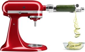 KitchenAid 5-Blade Fruit and Vegetable Spiralizer Attachment, KSM1APC | Fits all KitchenAid Stand Mixers, 5 Blade Spiralizer with Peel, Core, and Slice, blades top rack Dishwasher-safe