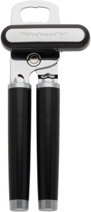 KitchenAid Classic Multifunction Can Opener and Bottle Opener Easy to Use, Razor Sharp Stainless Steel Cutting Wheel, Soft Ergonomic Handles, Black