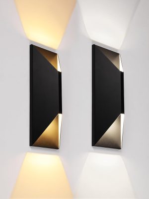 LEONLITE 2-Pack Dimmable LED Up Down Wall Light, 100-277V, CRI 90+, 5CCT | 10%-100% Dimmable, IP65 Waterproof, 14 Inch Modern Porch Light, for Commercial Outdoor, Exterior Wall Sconce