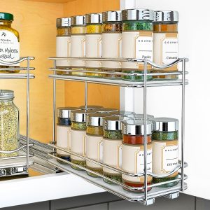 Shop Kitchen Tools & Home Decor LYNK PROFESSIONAL® Pull Out Spice Organization for Cabinets - 4-3/8 inch Wide – Spice Rack for Inside Cabinets, Slide Out Spice Rack Organizer for cabinet – Pull Out Spice Rack, Sliding 2 Tier Chrome