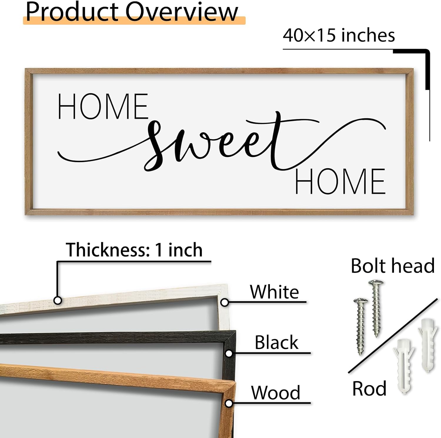 Large Wood 'Home Sweet Home' Sign - Modern Farmhouse Rustic Wall Decor - Image 2