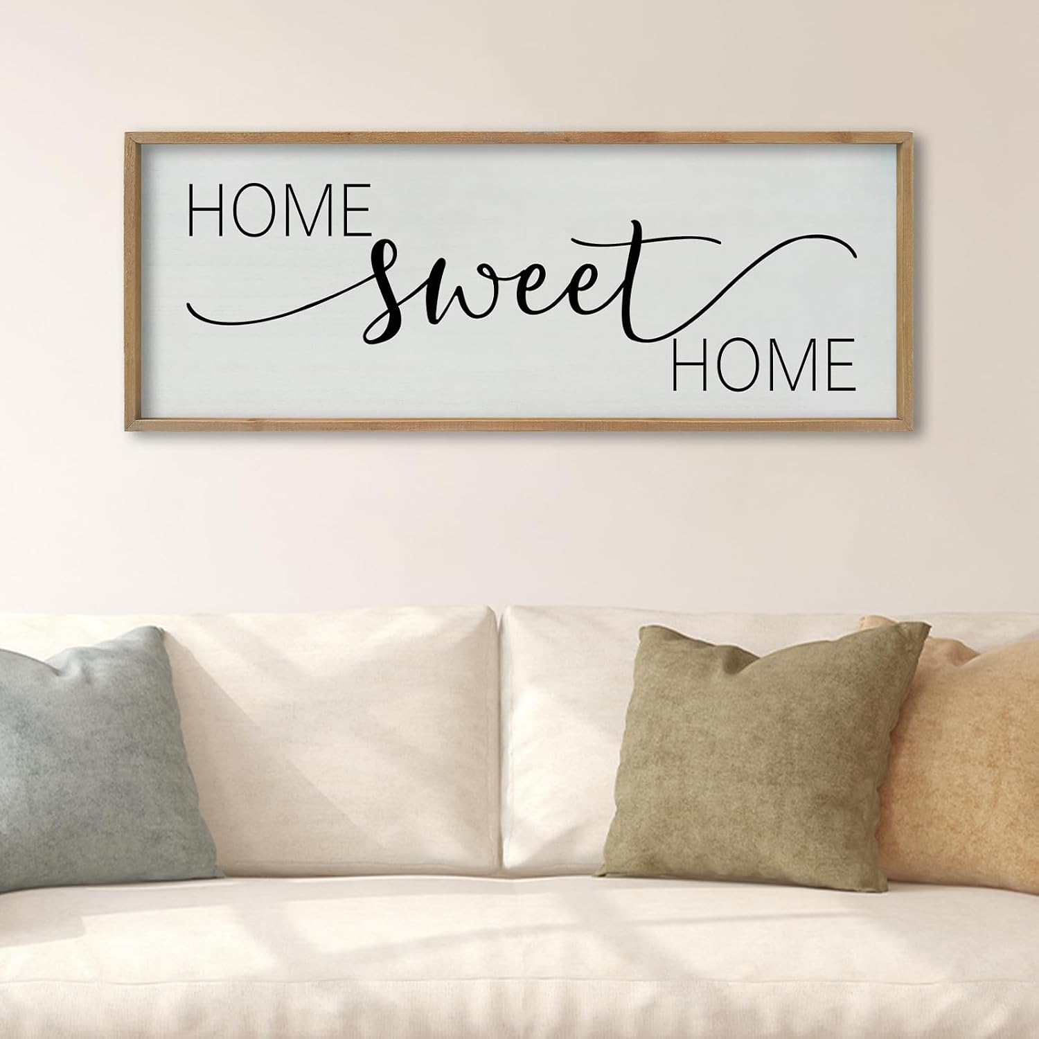 SRSZHIYUE Home Sweet Home Sign 40''×15'' Wood | Family, Living Room Wall Decor, Modern Farmhouse Rustic, Horizontal Dining Room Hanging Art