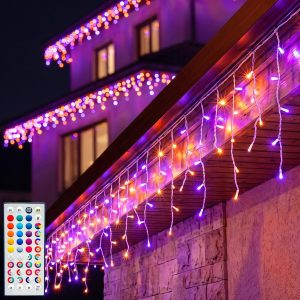 LitHome 35 Colors Changing Icicle Lights for Outdoor Connectable, 38FT