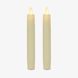 Luminara - Flameless Battery Operated Taper Candle - Ivory - Pack of 2-1x6 inch - LED Flickering Flame - Realistic Safe for Home Kids and Pets