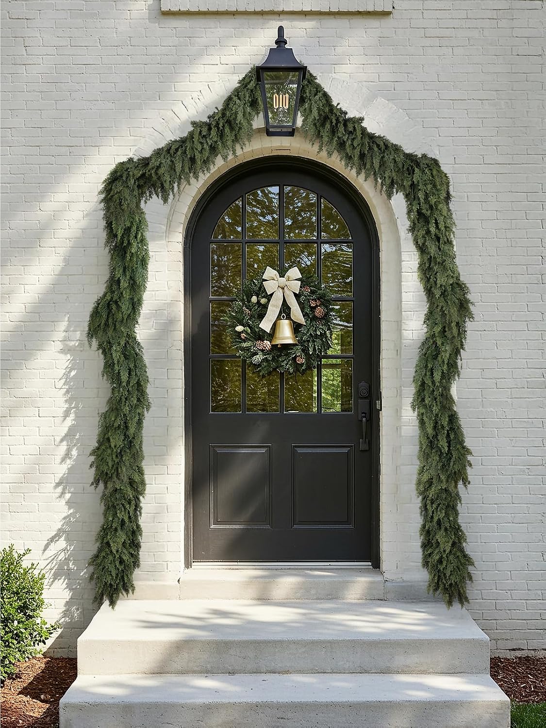 2PCS 9FT Christmas Cedar Garland, Real Touch Soft Greenery Xmas Decorations | Realistic Thick Full Lush Faux Garland for Fireplace Mantel Staircase Railing Front Door Porch Window Indoor Home Decor
