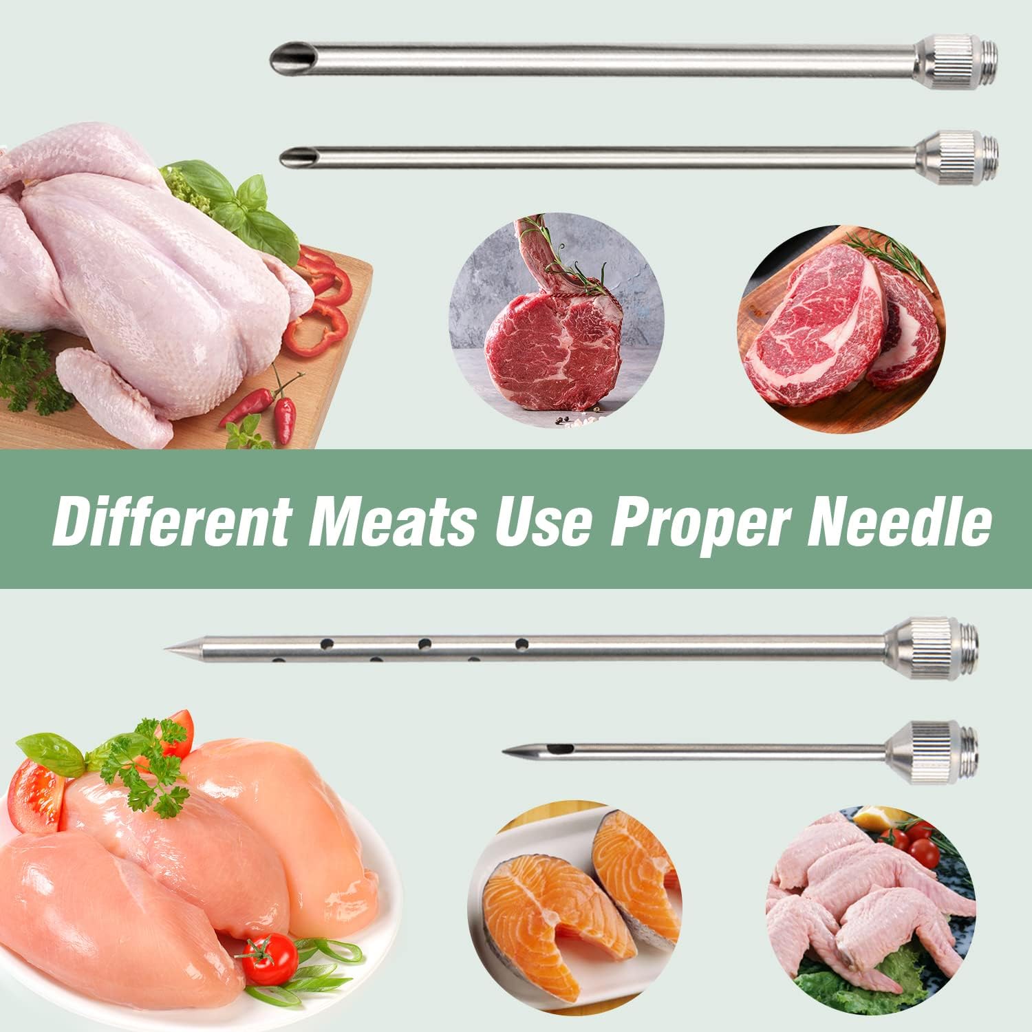 Meat Injector Kit: 2oz, 4 Marinade Needles for Turkey & Smoked Meats - Image 2