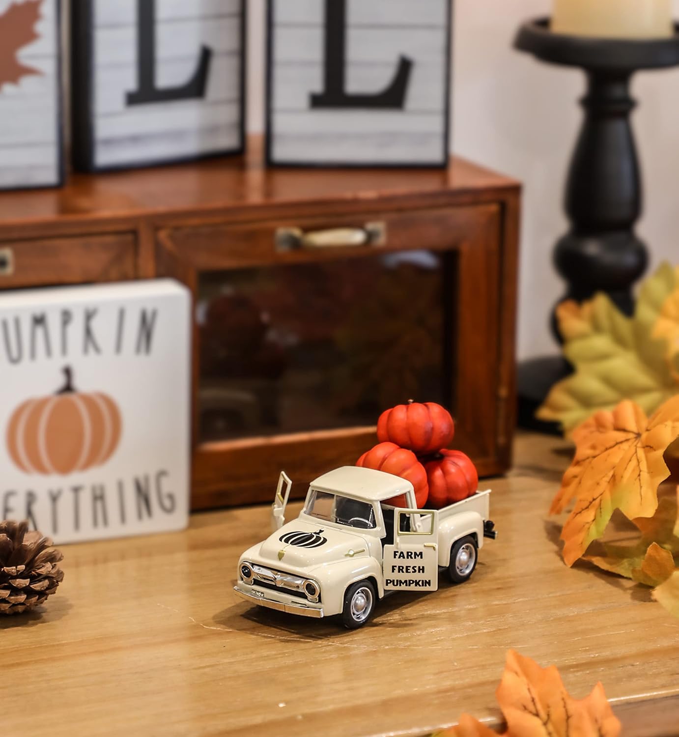 Mini Metal Farm Truck & 3 Pumpkins: Fall Farmhouse Decor Review - Image 2