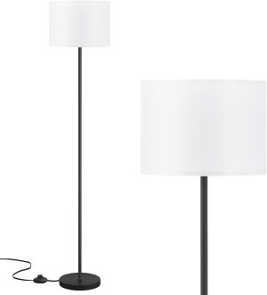 Modern Floor Lamp Simple Design with White Shade & Foot Pedal Switch | 60" Black Floor Lamp(Without Bulb), Tall Lamps for Living Room Bedroom Office Dining Room Kitchen
