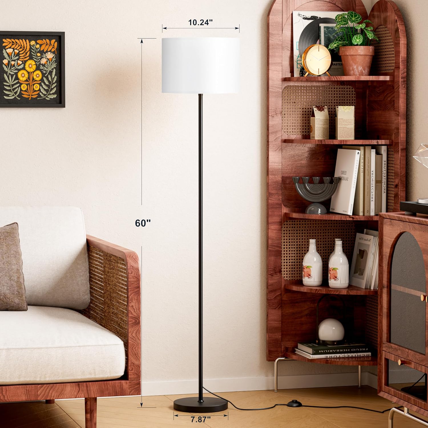 modern 60 black floor lamp with white shade foot pedal switch.jpg