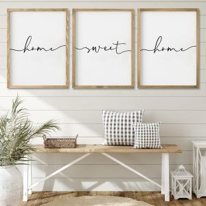 Heiple Set of 3 Framed Farmhouse Home Sweet Home Sign Above Bed Wall Decor for Bedroom Decor Wall Art Wood Signs