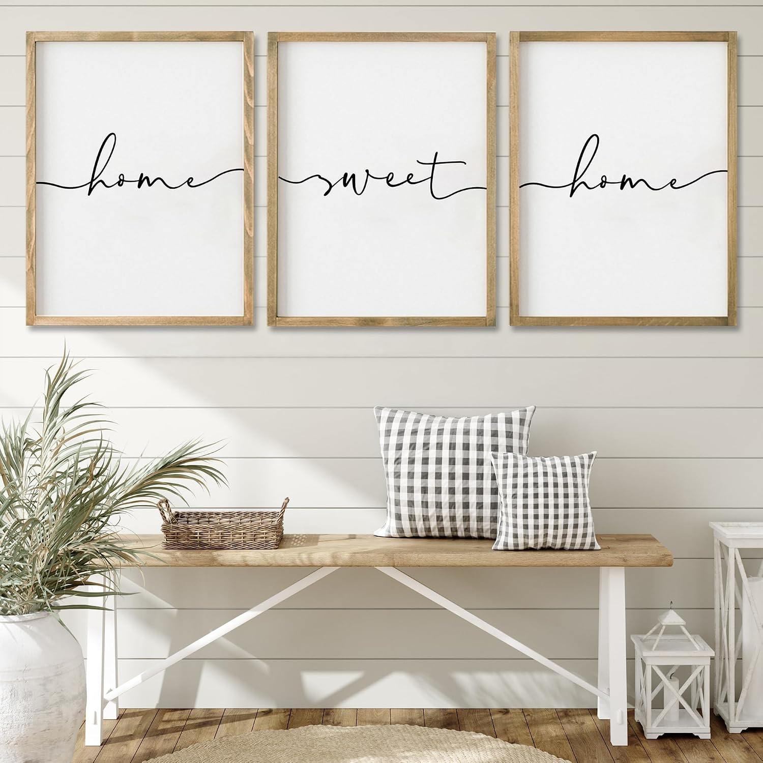 Heiple Set of 3 Framed Farmhouse Home Sweet Home Sign Above Bed Wall Decor for Bedroom Decor Wall Art Wood Signs