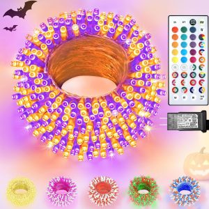 Color Changing Christmas Lights, 35 Colors 33FT 100LED Halloween String Lights With Remote Clear Wire, Connectable Waterproof Fairy Lights Plug in for Bedroom Indoor Outdoor Holiday Wedding Party