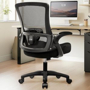 NEO CHAIR Office Desk Chair High Back Mesh Chair Adjustable Lumbar, Black | Ergonomic High-Back Design with Breathable Mesh, Flip-Up Armrests, Comfortable Support for Home office or Computer Work