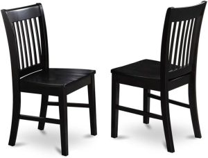 Shop Kitchen Tools & Home Decor East West Furniture NFC-BLK-W Norfolk Dining Chairs - Slat Back Wood Seat Kitchen Chairs, Set of 2, Black
