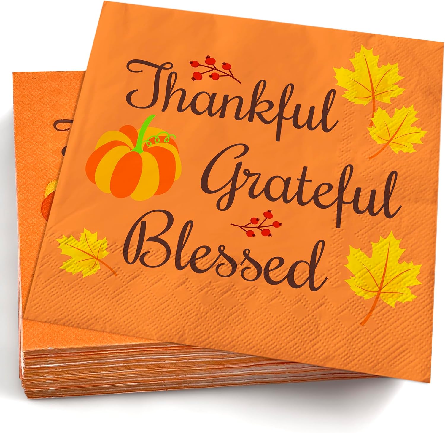 OHOME Thanksgiving Napkins | Thanksgiving Table Decor for Indoor Outdoor - Friendsgiving Party Decorations Favors Supplies for Dinner,Fall Tissue Plates Paper Disposable Placemats