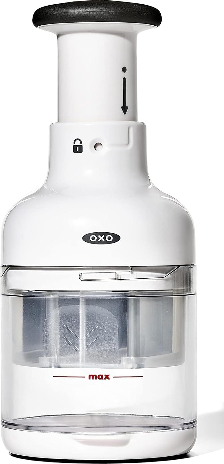 OXO Good Grips Vegetable Chopper with Easy-Grip Handle for Meal Prep | Dices Onions, Peppers & more, Soft Non-Slip Grip, Easy-press Blade, Container Catches Food, Kitchen Meal Prep Tool