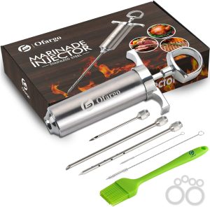 Ofargo Meat Injector - 3 Needle Marinade Injector for Meats, Turkey, Brisket; 2-oz Capacity