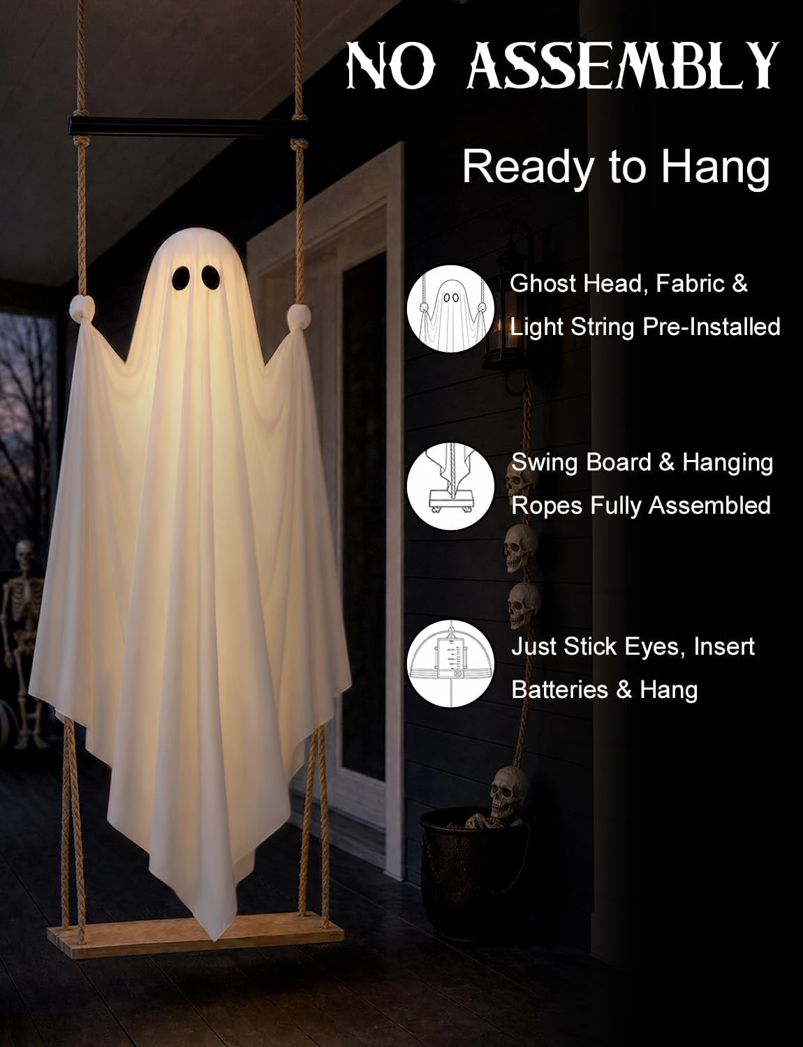 Outdoor 4.6FT Hanging Ghost Decor Review - Pre-Assembled, Remote Lights - Image 2