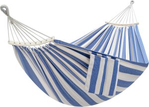 GAFETE Double Hammock for Outside with Tree Straps, Replacement for Stand (Blue & White Stripes, Medium)
