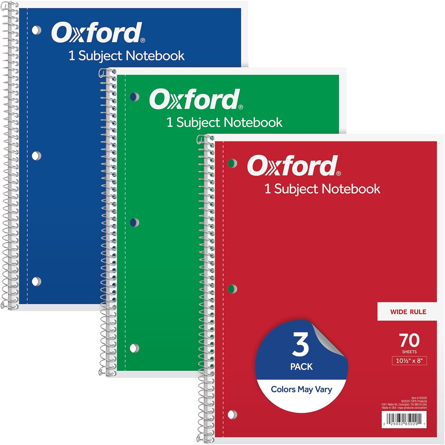 Oxford Wide Rule 1-Subject Spiral Notebook