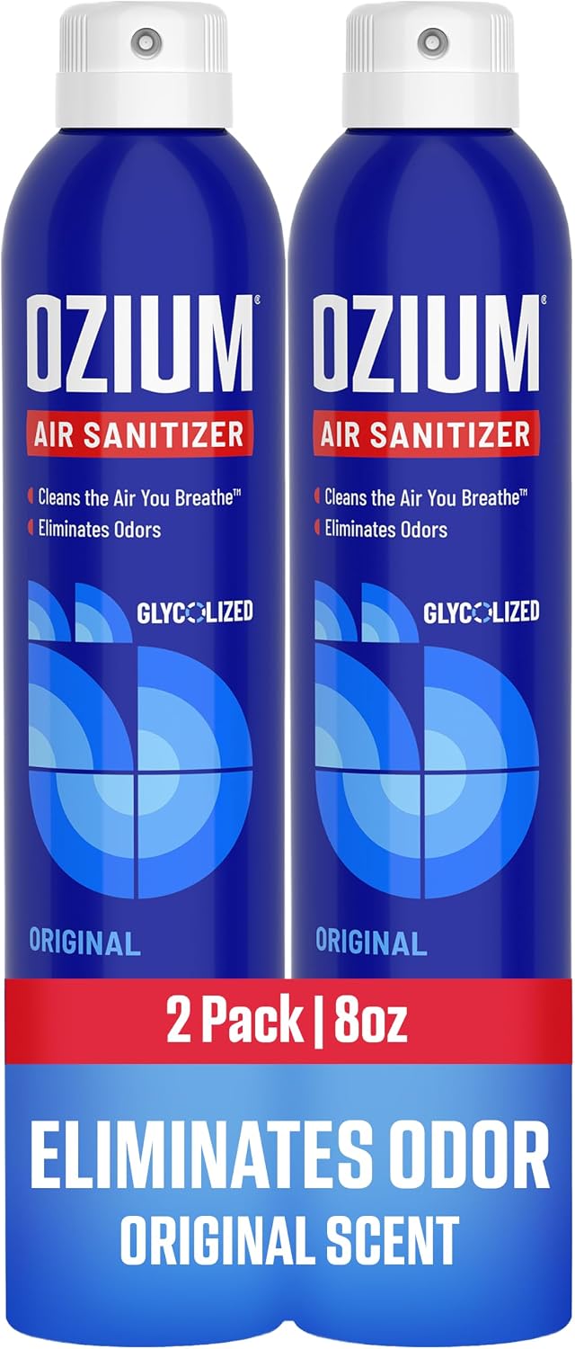 Ozium 8 Oz. Air Sanitizer & Odor Eliminator Spray | For Homes, Cars, Offices and More, Original Scent, Pack of 2