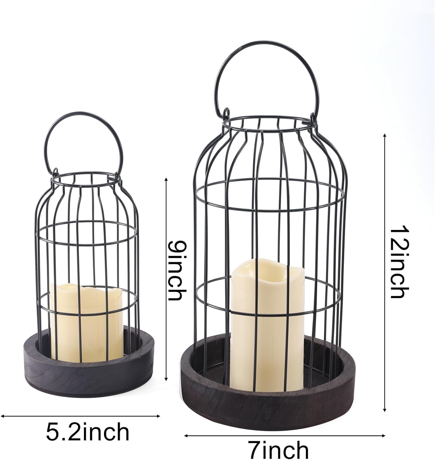 PHOSPHOR Farmhouse Lantern Set of 2 - Rustic Modern Indoor Decor - Image 2