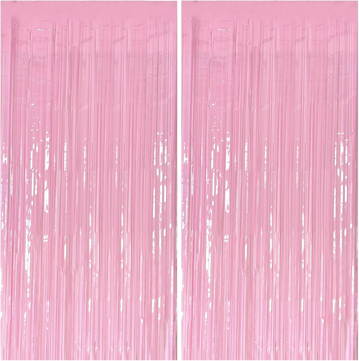 Pastel Pink Party Streamers Foil Fringe Backdrop Curtains Tinsel Streamers Birthday Party Decorations Fringe Backdrop for Birthday Valentines Gender Reveal Party Bridal Shower