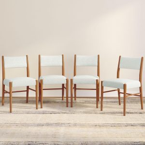 Plank+Beam Brio Dining Chair, Set of 4, Pecan/Ivory | Easy Assembly, Quick Setup, Solid Wood