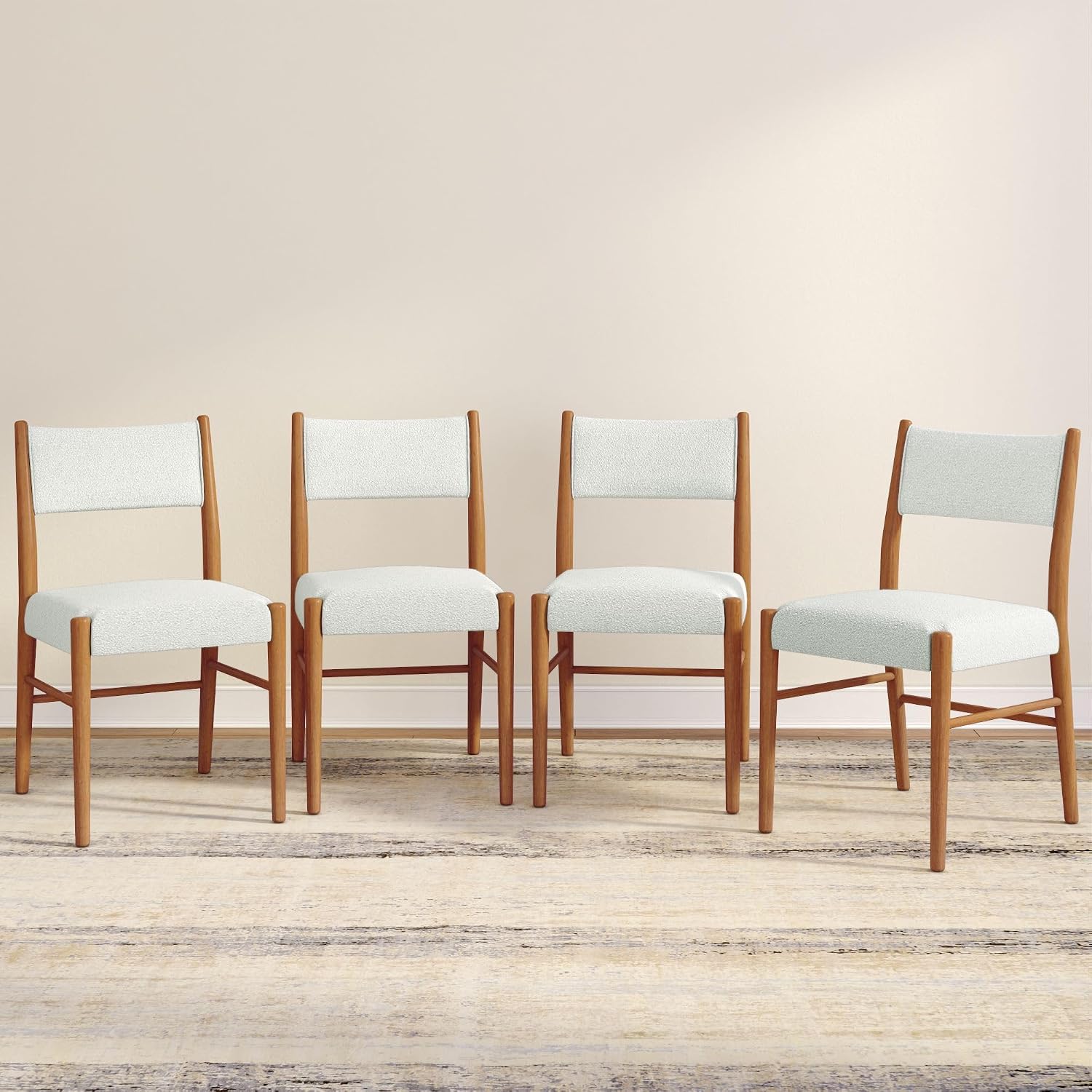 Plank+Beam Brio Dining Chair, Set of 4, Pecan/Ivory | Easy Assembly, Quick Setup, Solid Wood