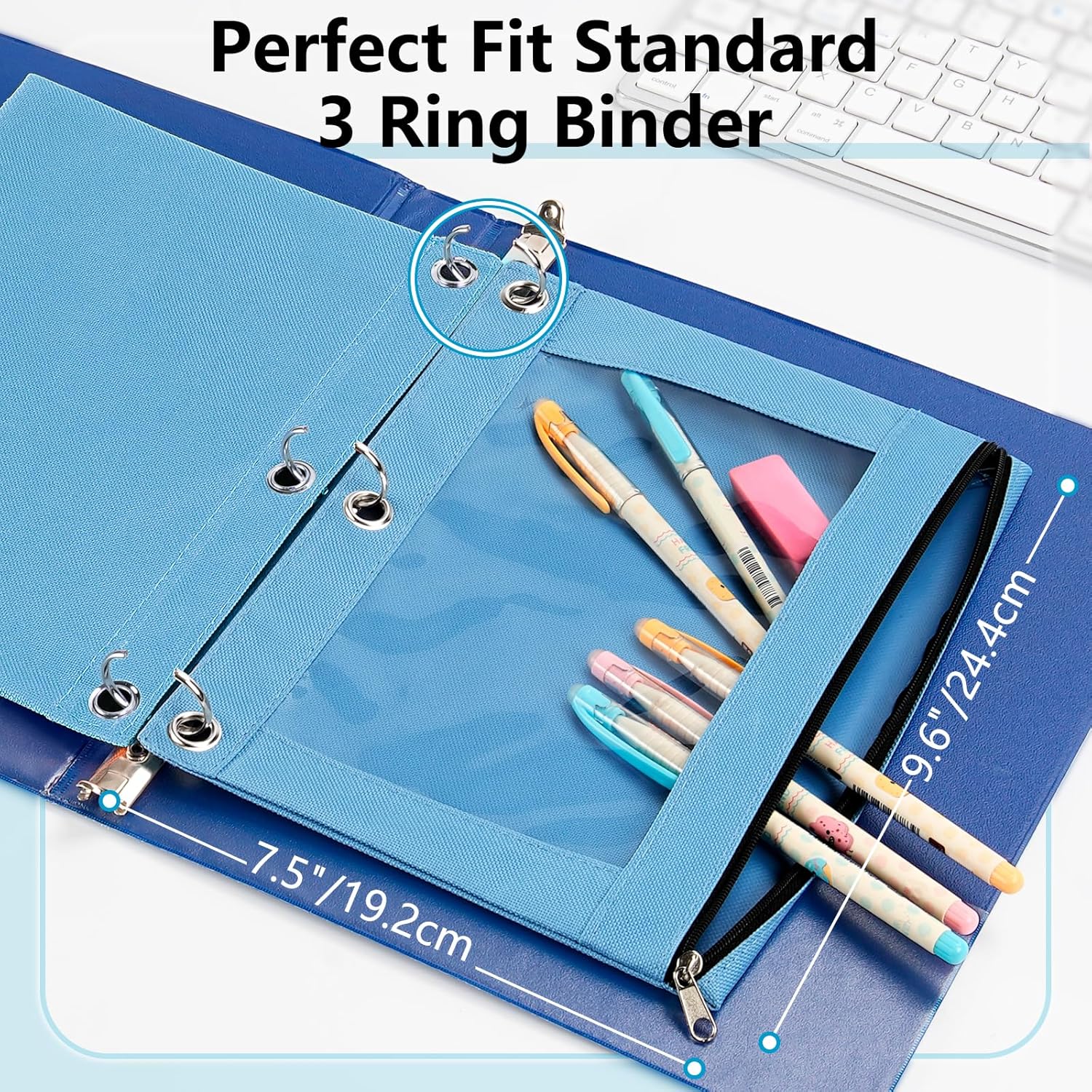 pink forvencer binder pencil pouch clear view large smooth zipper reinforced rings.jpg