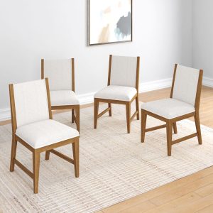 Plank+Beam Sereno Dining Chair, Set of 4, Pecan/Ivory