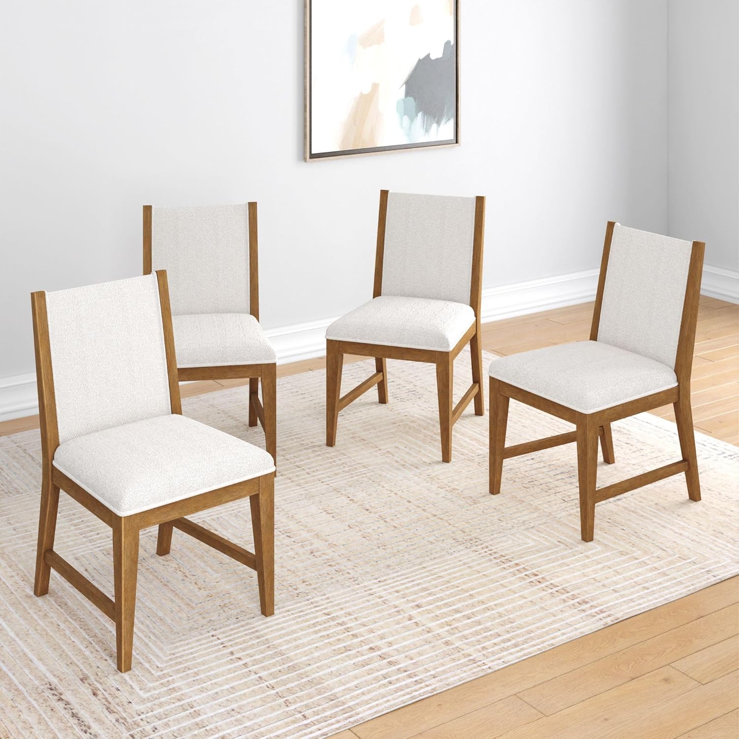 Plank+Beam Sereno Dining Chair, Set of 4, Pecan/Ivory