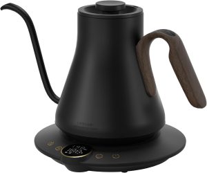 INTASTING Gooseneck Electric Kettle with ±1℉ Temperature Control 0.9 Liter | 1500W Quick Heating, Stainless Steel Inner, Pour Over Coffee & Tea, Keep Warm, Auto Shut-Off, Built-in Brew Timer, Black