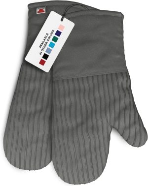 Silicone Oven Mitts - Gray Set of 2-12.5" - Heat Resistant to 536 F / 280 C Kitchen Gloves - Professional Grade Protection Hot Cooking Baking