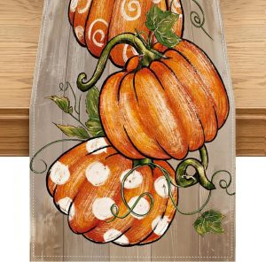 RABUSOFA Fall Table Runner,Pumpkin Autumn Kitchen Dining Decor 13x72 inch | Printed on One Side,Lighter Polyester Fabric,Pattern Printed,Seat 4-6 people, Low-heat Ironing,Fall Decorations for Home