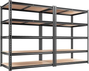 REIBII 2 Pack Garage Shelving, 2400LBS Each,Heavy Duty Storage Shelves | For Basement Pantry Workshop,36"W x 16"D x 72"H Each,5 Tier Freestanding Metal Shelving,1.4mm Rolled-Edge Posts,Adjustable