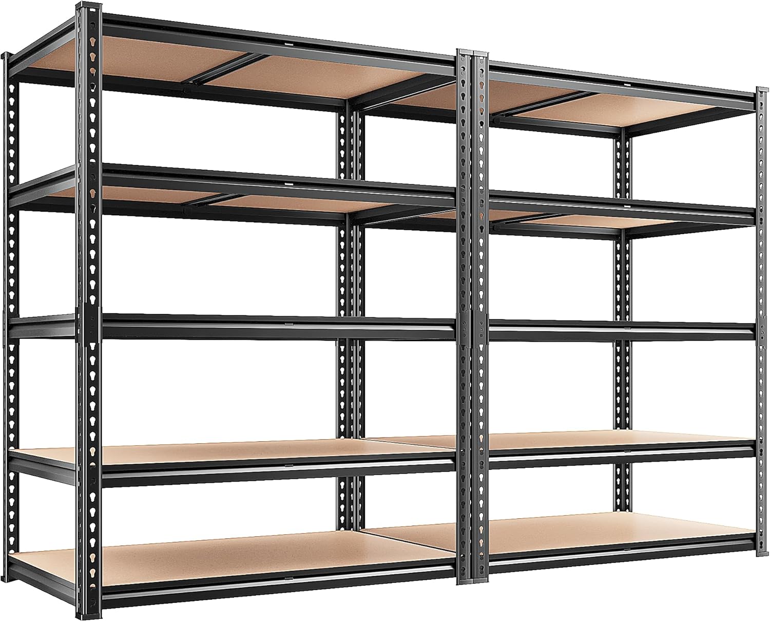 REIBII 2 Pack Garage Shelving, 2400LBS Each,Heavy Duty Storage Shelves | For Basement Pantry Workshop,36"W x 16"D x 72"H Each,5 Tier Freestanding Metal Shelving,1.4mm Rolled-Edge Posts,Adjustable