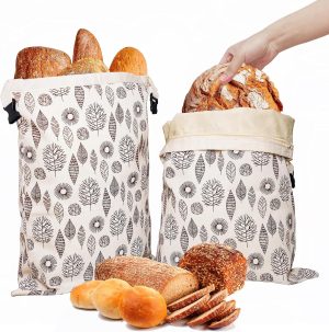 OHIYO Reusable Beeswax Bread Bags for Freezer & Refrigerator, 17"×13" Natural Beeswax-Lined Cotton Storage Bags Airtight Freshness Keeper for Homemade, Bakery Essentials (2 Pack)