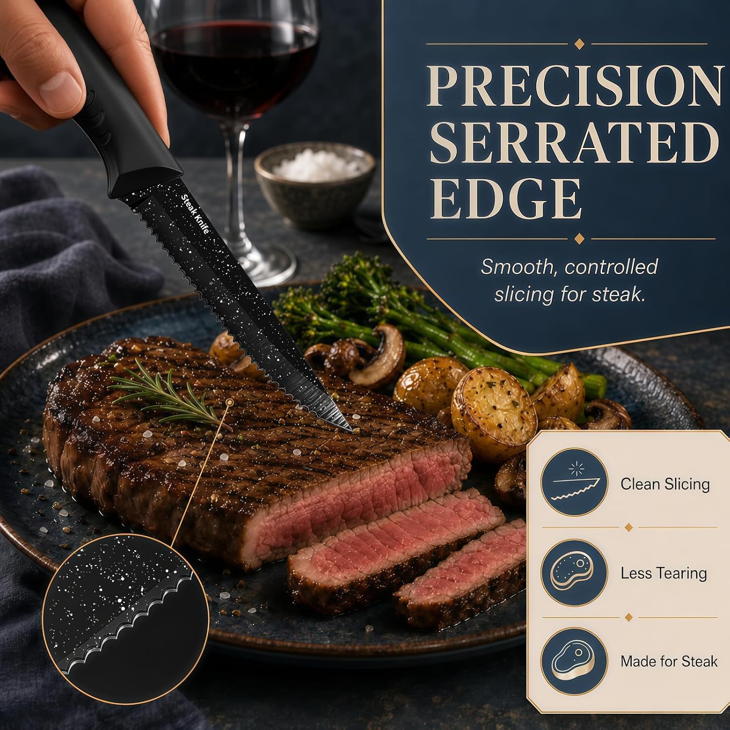 Review: 10-pc Serrated Steak Knives. Dishwasher Safe, Rust-Proof Steel. Great Gift. - Image 2