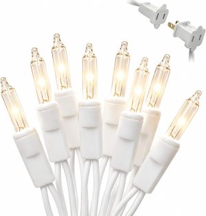 Warm White Christmas String Lights, 12Ft 50 Incandescent Mini Bulbs, UL Certified, Indoor & Outdoor, Perfect for Christmas Tree, Wreath, Home, Yard, Wedding & Holiday Decor