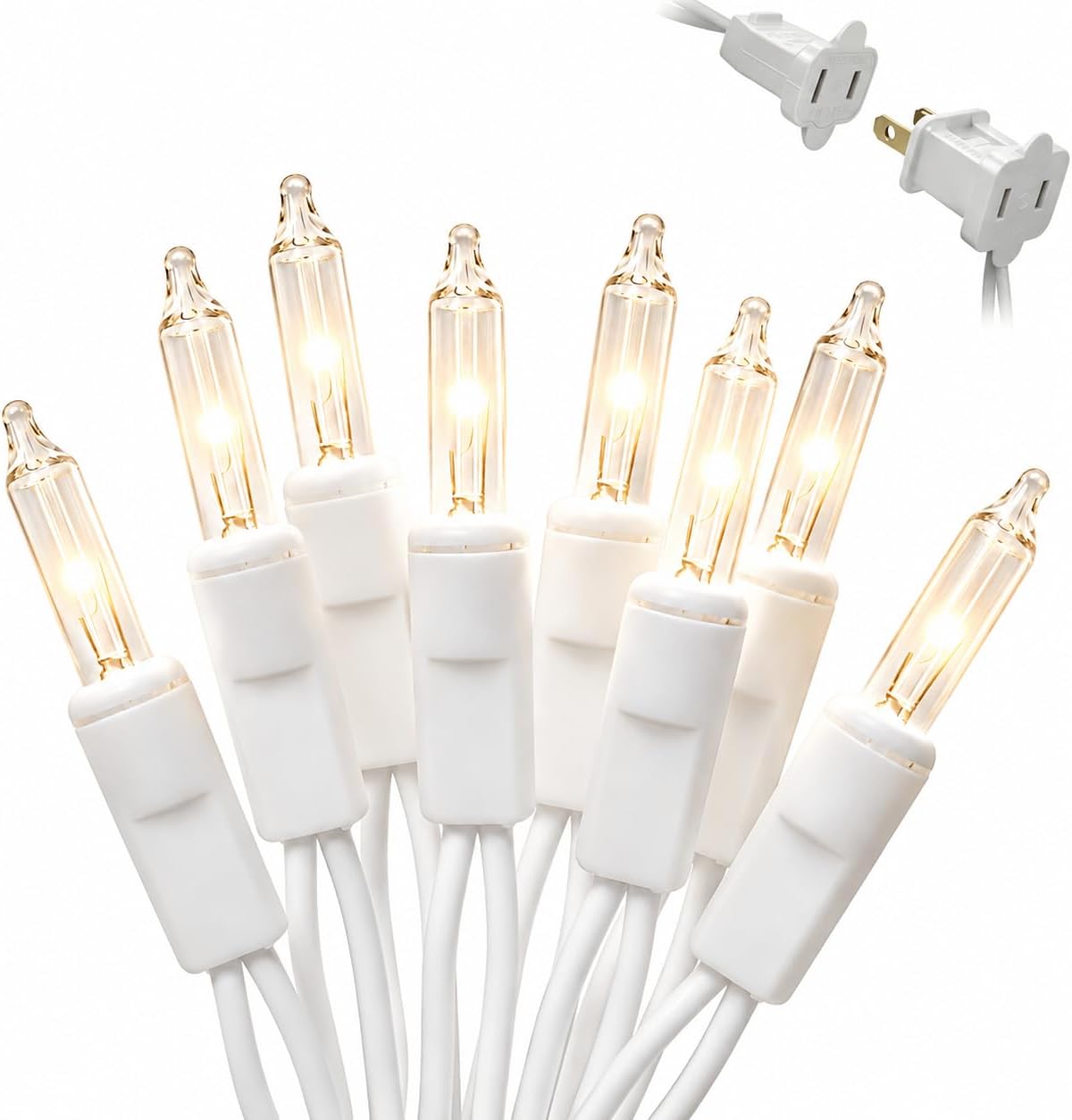 Warm White Christmas String Lights, 12Ft 50 Incandescent Mini Bulbs, UL Certified, Indoor & Outdoor, Perfect for Christmas Tree, Wreath, Home, Yard, Wedding & Holiday Decor
