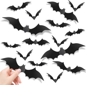140Pcs Bats Halloween Decor, Realistic Scary Halloween Bat Wall Decor | PVC 3D Bats Wall Stickers for Halloween Party Outdoor Indoor Home Bedroom Bathroom Door Window Office Kitchen Decorations